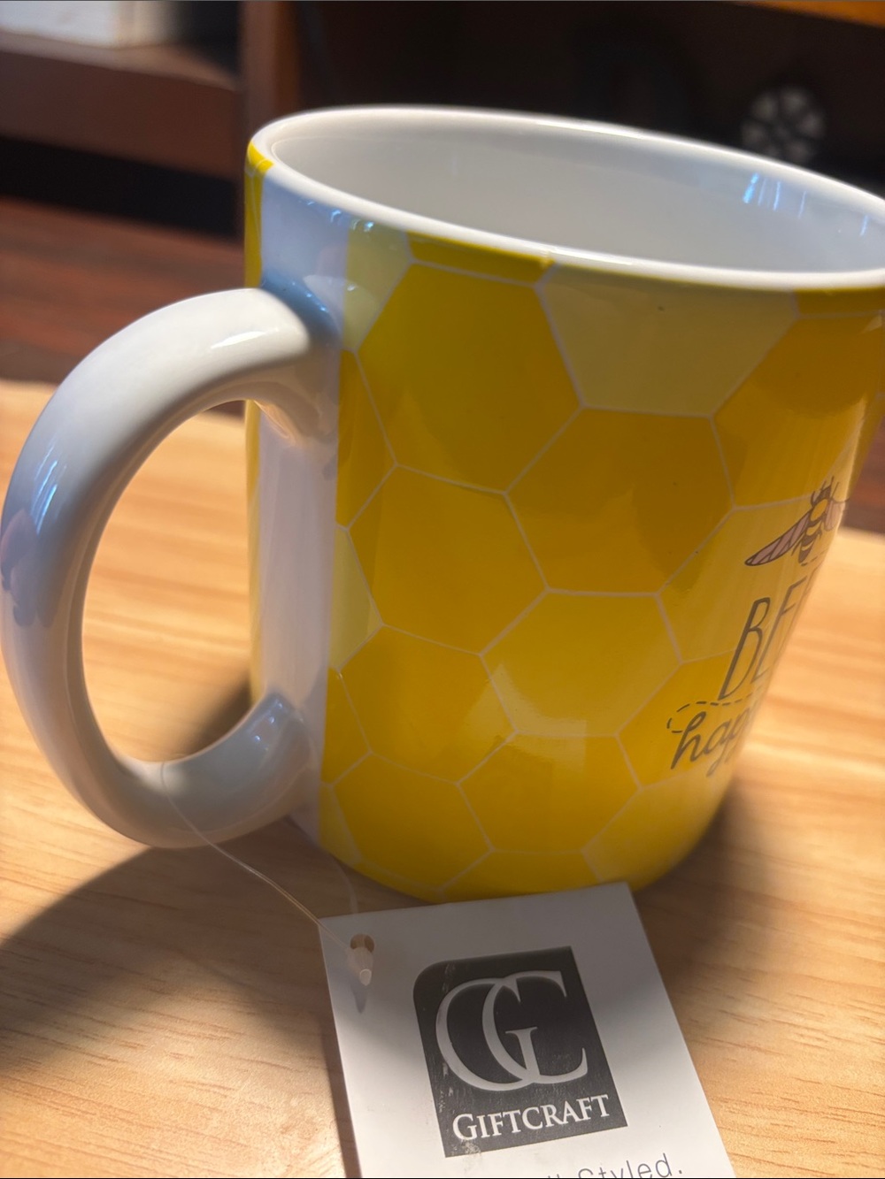 GiftCraft Bee Happy Yellow Ceramic Mug - Picture 8 of 8
